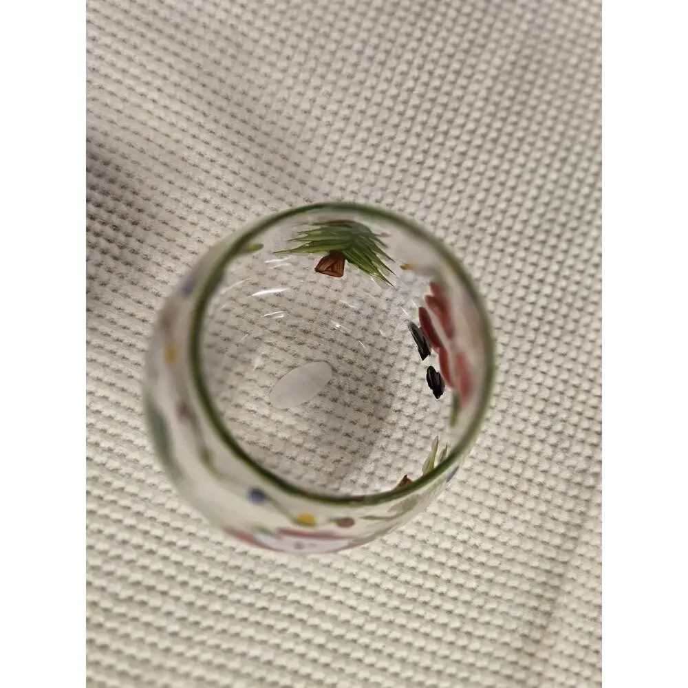 Vintage Christmas Glass Decor Set Santa Candle Holder Candy Cane Basket